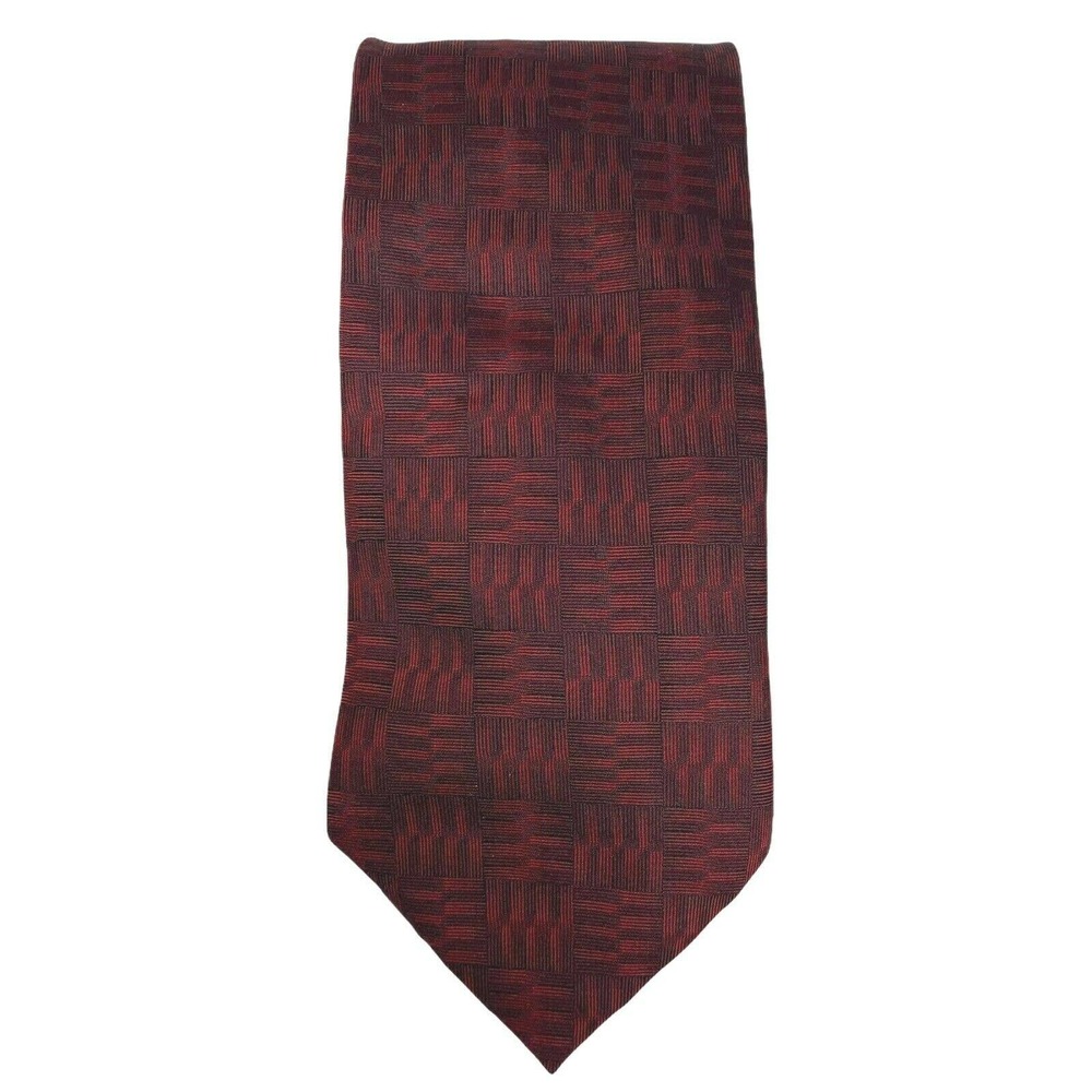 Kenneth‎ Cole New York Silk Red Black Accents Tie